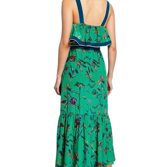 100% Silk Derek Lam 10 Crosby Floral Green Maxi Dress size Large - Picture 3 of 7